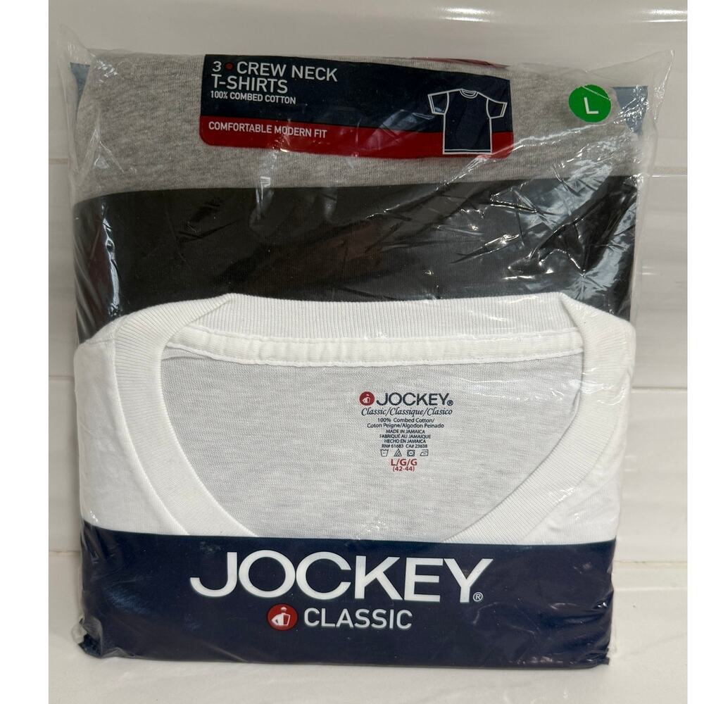 Y2K Jockey Classic 3-Pack Crew Neck Tees Men's Large NEW Cotton 2004 Jamaica NIP